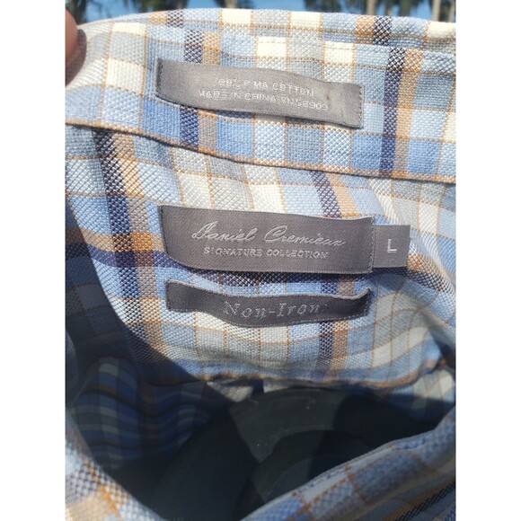 Daniel Cremieux Signatr Men Shirt Sz Lg Non-Iron Plaid 100% Pima Cotton Long Slv - Picture 7 of 11